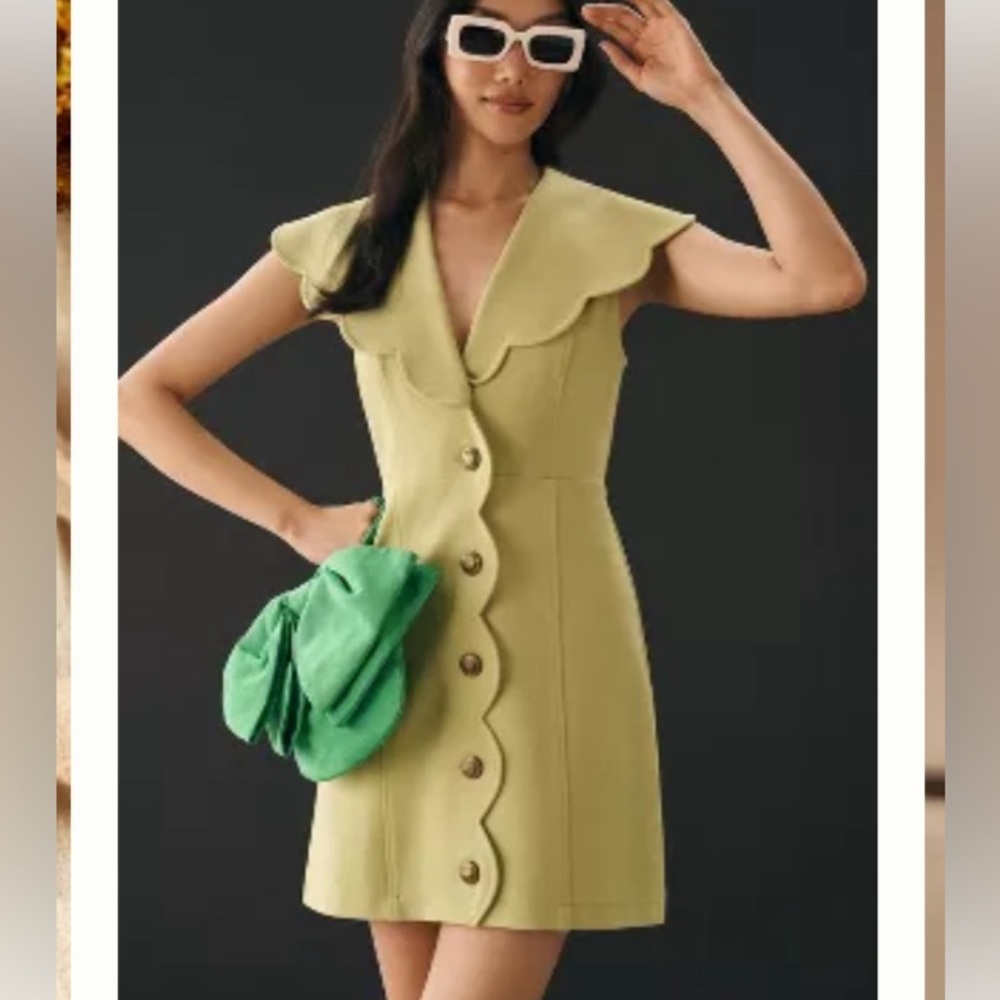 NWT - MAEVE SCALLOPED BUTTONDOWN DRESS - Citrus Zest- Size- Extra Small